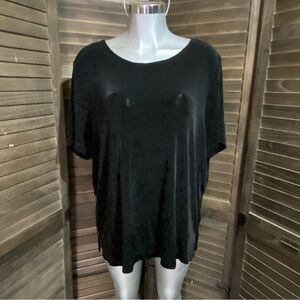 Alfred Dunner Jersey Knit Stretch Classic Black Top Blouse Minimalist XL Basics